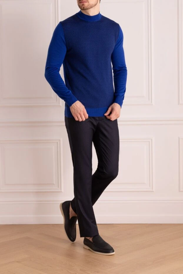 Umberto Vallati man wool, silk and cashmere jumper blue for men купить с ценами и фото 137783 - photo 2