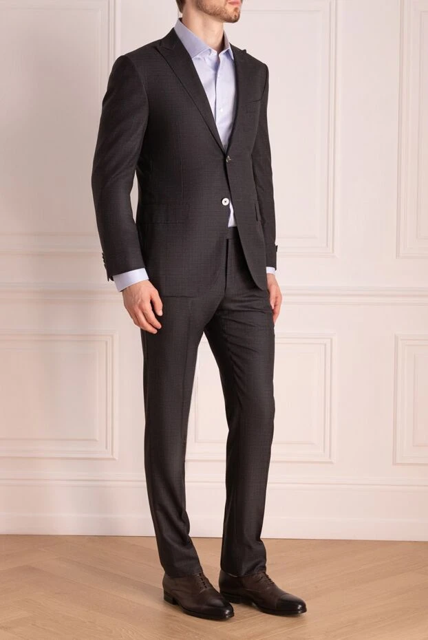 Corneliani костюм шерстяной черный в микроклетку мужской 137908 - фото 3