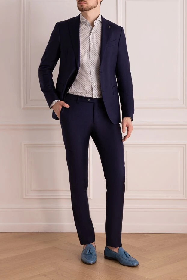 Sartoria Latorre man men's suit made of wool, blue купить с ценами и фото 137936 - photo 2