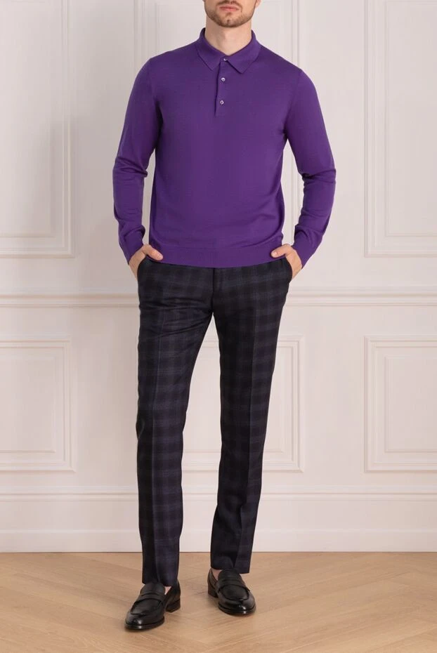 Cesare di Napoli man wool long sleeve polo violet for men купить с ценами и фото 137948 - photo 2