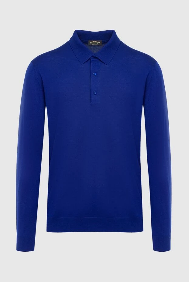 Cesare di Napoli man wool long sleeve polo blue for men купить с ценами и фото 137951 - photo 1