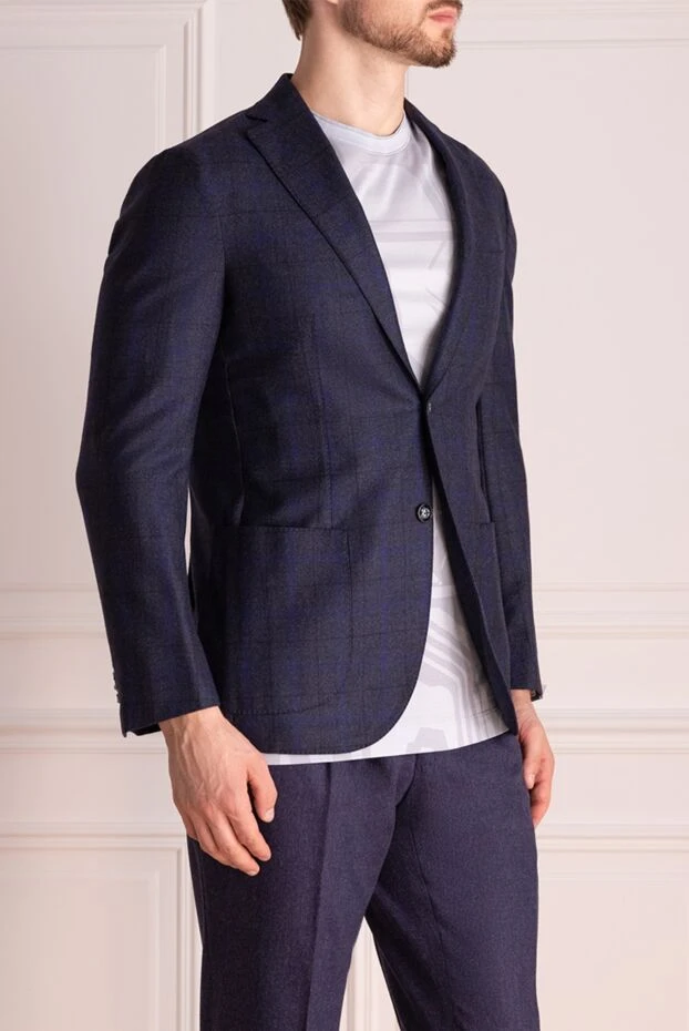 Barba Napoli ерлерге арналған қара көк түсті қара түсті жүннен жасалған бір кеудеше 138409 - фото 3