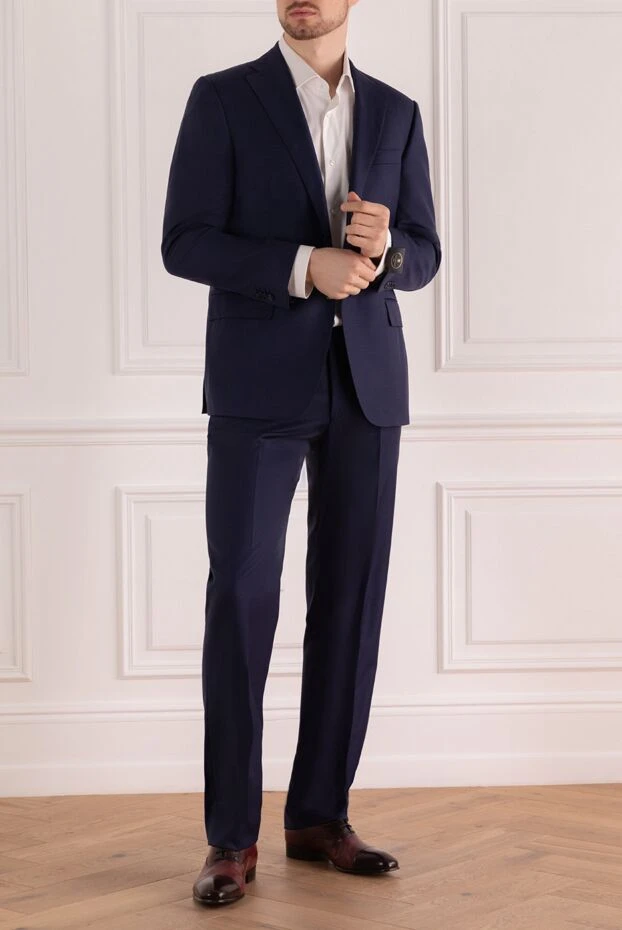 Corneliani man men's suit made of wool, blue купить с ценами и фото 138410 - photo 2