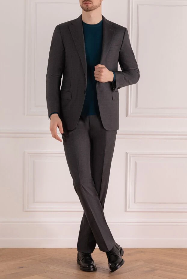 Corneliani man gray wool men's suit купить с ценами и фото 138411 - photo 2