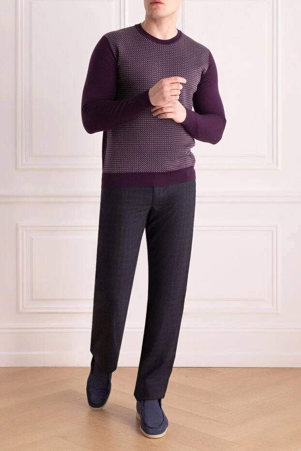 Cesare di Napoli man wool, cashmere and silk jumper purple for men купить с ценами и фото 138429 - photo 2