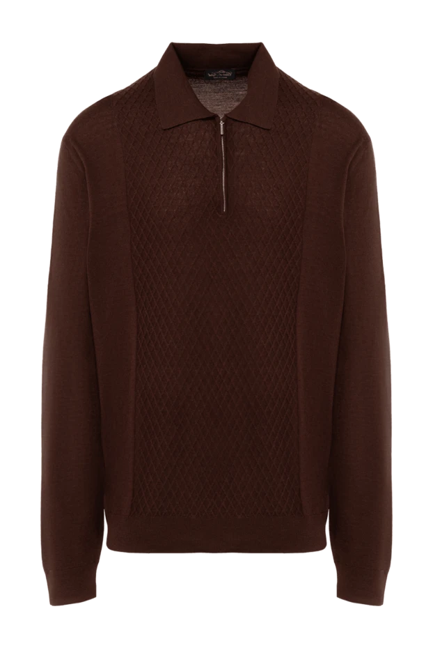 Cesare di Napoli man wool, silk and cashmere long sleeve polo brown for men купить с ценами и фото 138483 - photo 1