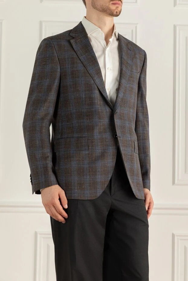 Lubiam brown wool jacket with blue check and a classic fit 138525 - photo 3