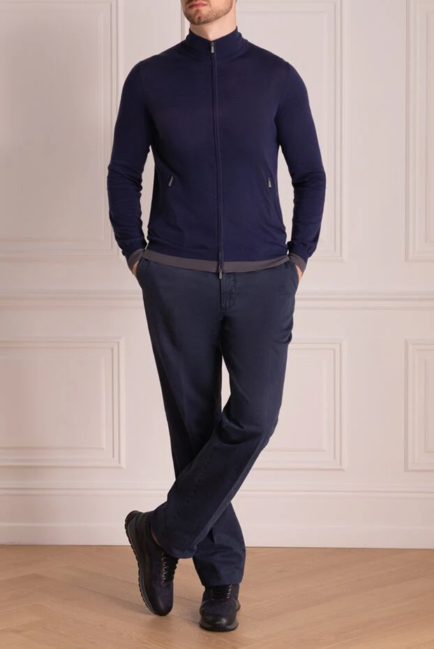 Cesare di Napoli man men's gray cotton and cashmere trousers купить с ценами и фото 138573 - photo 2