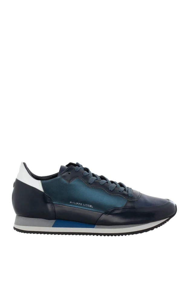 Philippe Model man blue leather sneakers for men купить с ценами и фото 138672 - photo 1