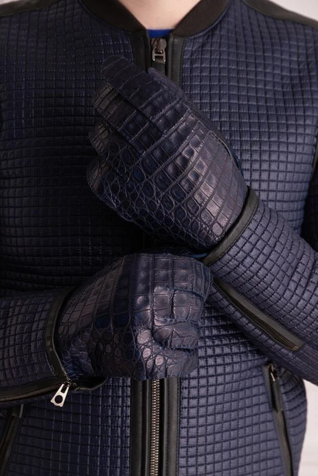 Mazzoleni man blue crocodile leather gloves for men купить с ценами и фото 138689 - photo 2