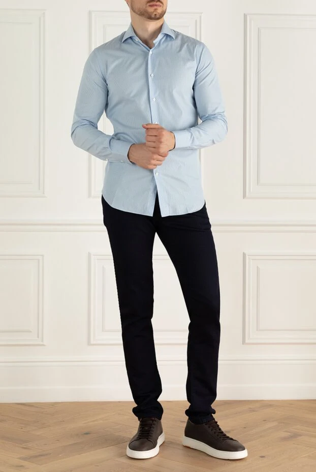 Alessandro Gherardi man blue cotton shirt for men купить с ценами и фото 138691 - photo 2