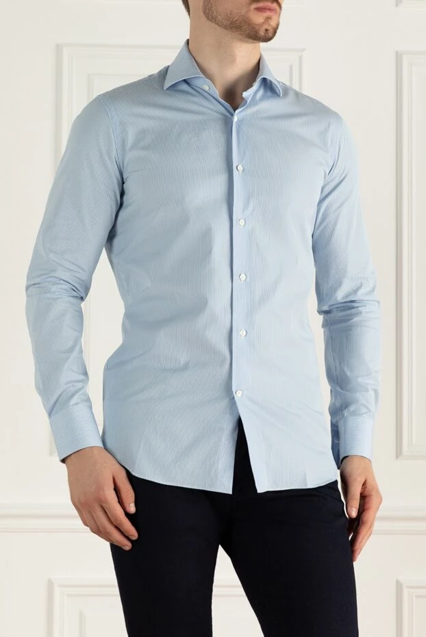 Alessandro Gherardi men's fitted shirt light blue with micro stripe
 138691 - photo 3