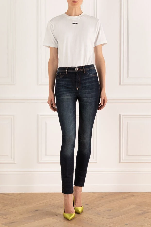 Philipp Plein woman blue cotton jeans for women купить с ценами и фото 138703 - photo 2