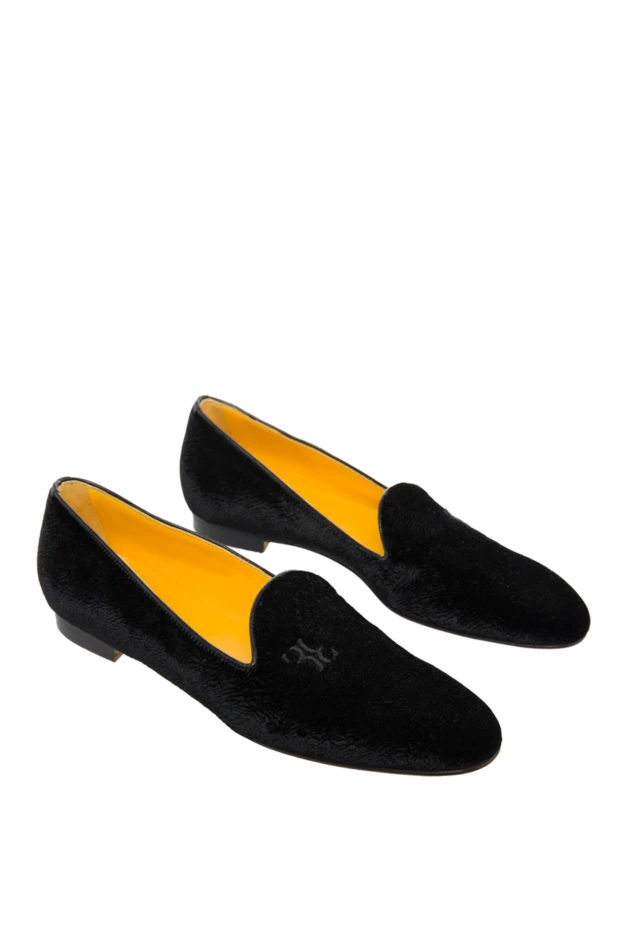 Loafers women's suede with embroidered logo black - photo 2