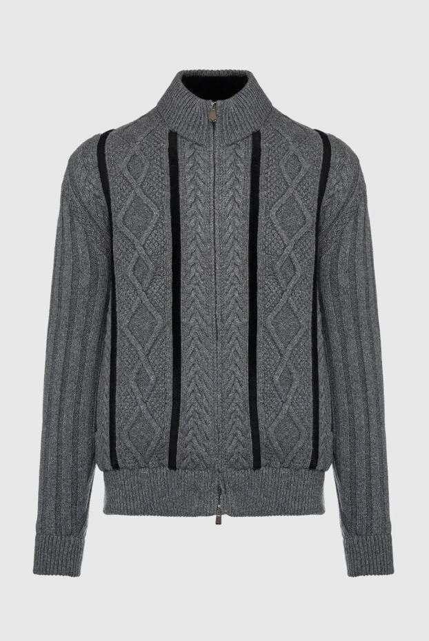 Mauro Conte man men's cardigan made of cashmere, silk and beaver gray купить с ценами и фото 138764 - photo 1