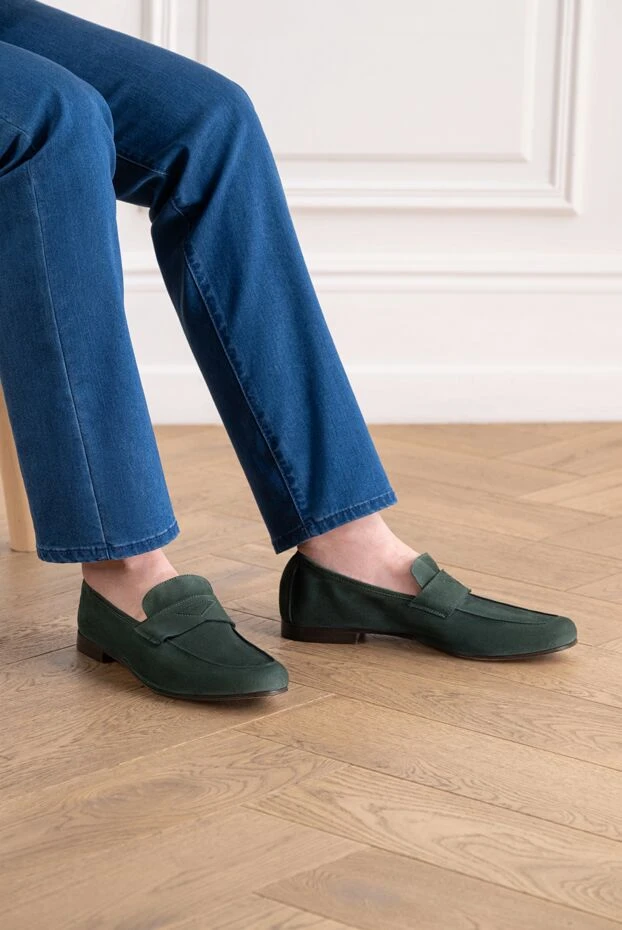 Men's Suede Loafers Unlined Dark Blue

 - photo 2