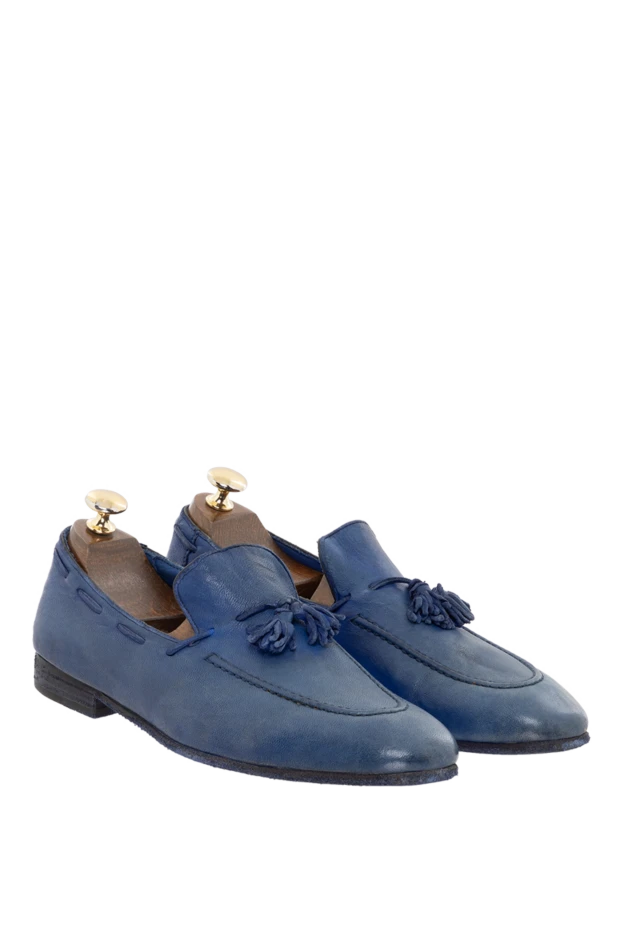 Andrea Ventura summer men's loafers blue genuine leather with tassels 138836 - photo 3