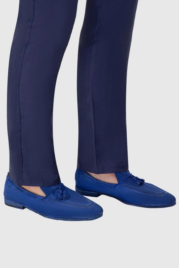 Andrea Ventura man blue suede loafers for men купить с ценами и фото 138837 - photo 2