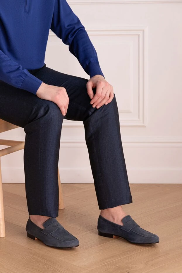 Andrea Ventura man blue suede loafers for men купить с ценами и фото 138843 - photo 2