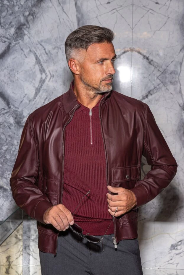 Brunello Cucinelli куртка кожаная бордовая мужская 138888 - фото 2