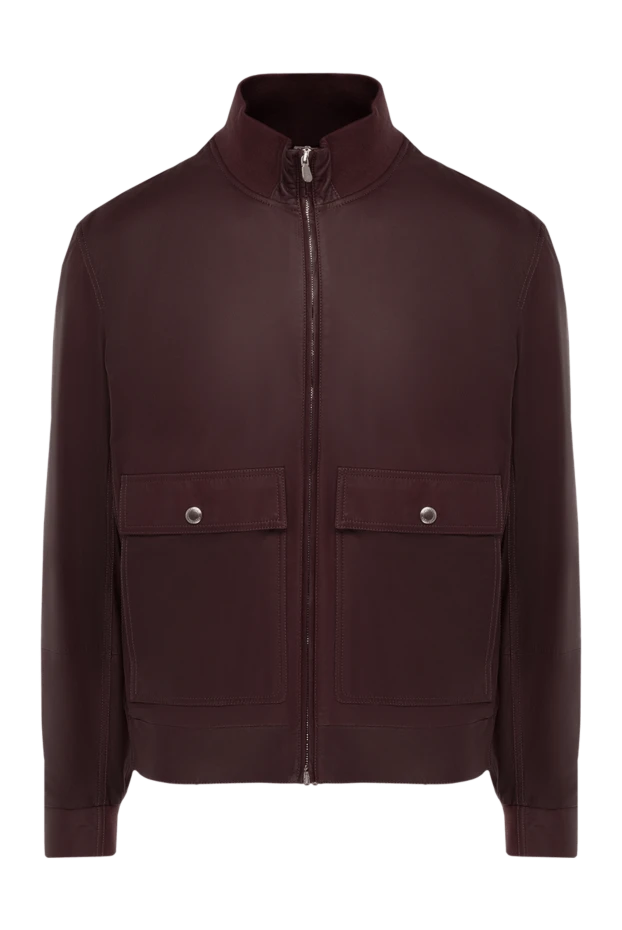 Brunello Cucinelli man burgundy leather jacket for men купить с ценами и фото 138888 - photo 1