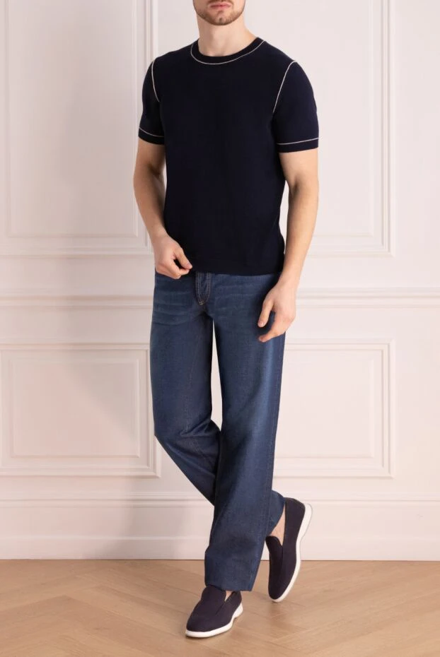 Brunello Cucinelli man blue cotton jeans for men купить с ценами и фото 138906 - photo 2