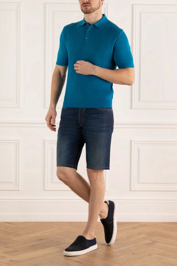 Brunello Cucinelli man blue cotton shorts for men купить с ценами и фото 138908 - photo 2