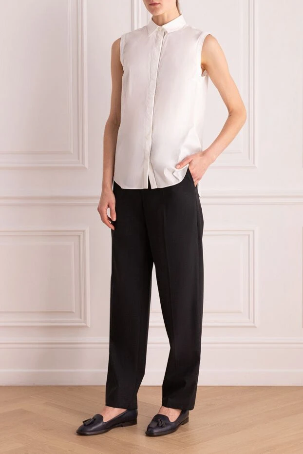 Brunello Cucinelli woman black wool and polyamide trousers for women купить с ценами и фото 138930 - photo 2