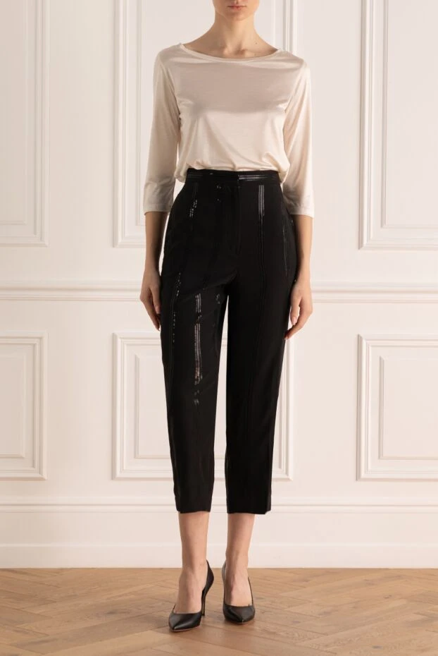 Brunello Cucinelli woman black silk trousers for women купить с ценами и фото 138944 - photo 2