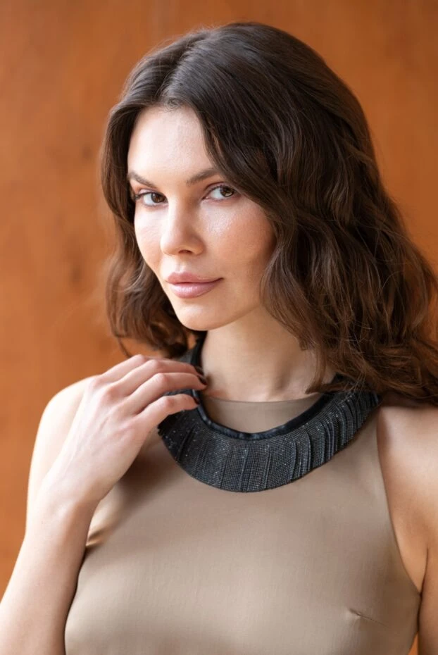 Brunello Cucinelli платье из шелка и вискозы коричневое женское 138968 - фото 2