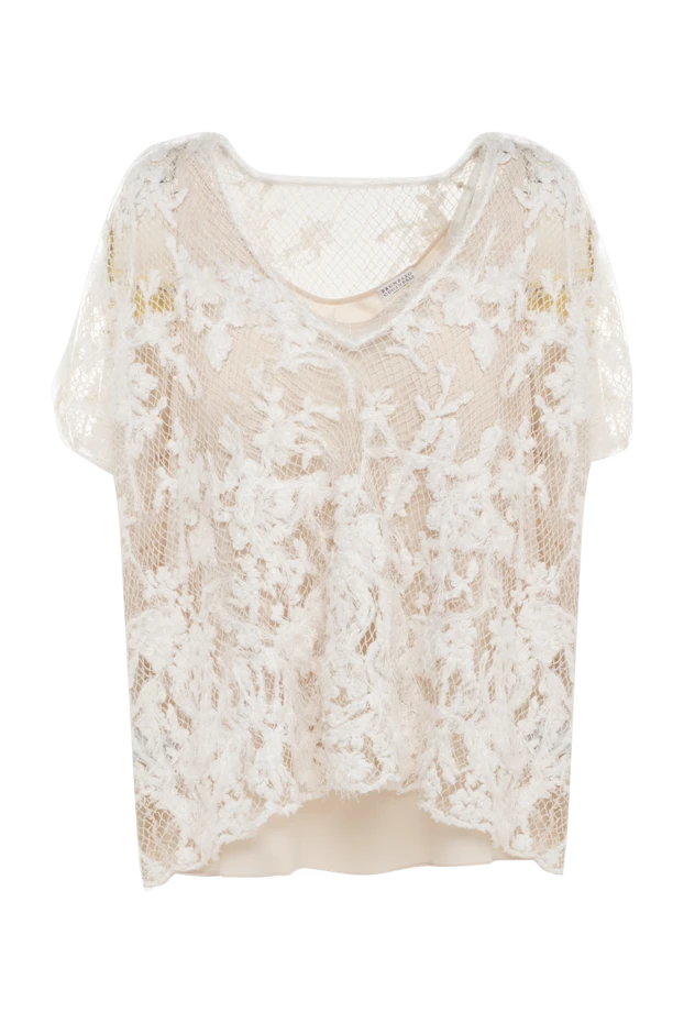 Brunello Cucinelli woman beige linen and silk blouse for women купить с ценами и фото 138992 - photo 1