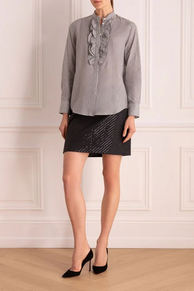 Brunello Cucinelli woman gray cotton blouse for women купить с ценами и фото 138997 - photo 2