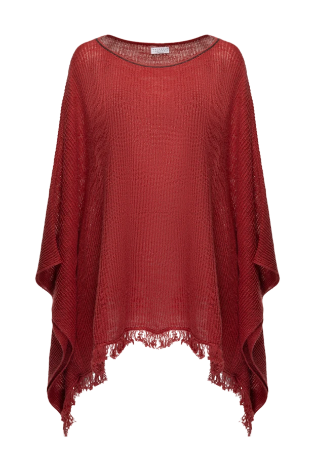 Brunello Cucinelli woman burgundy canvas poncho for women купить с ценами и фото 139002 - photo 1