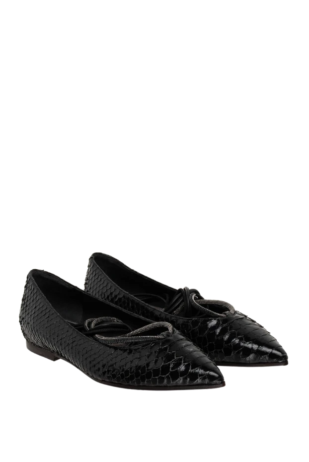 Brunello Cucinelli women's black leather shoes with laces 139051 - photo 3