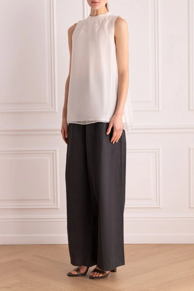 Brunello Cucinelli woman gray wool trousers for women купить с ценами и фото 139053 - photo 2