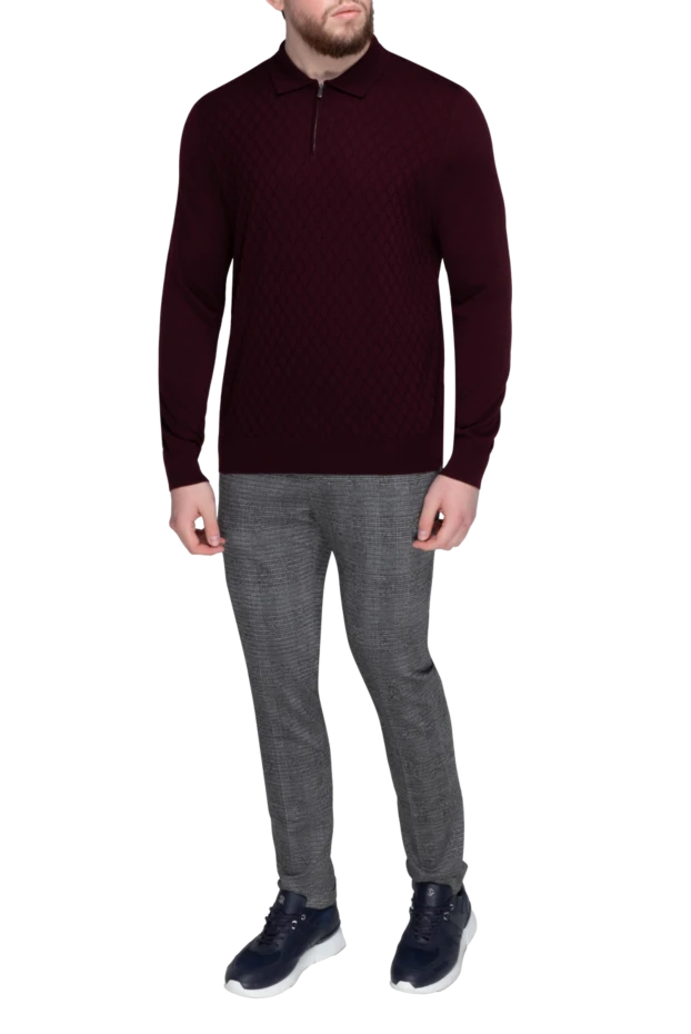 Bilancioni man wool long sleeve polo burgundy for men купить с ценами и фото 139146 - photo 2