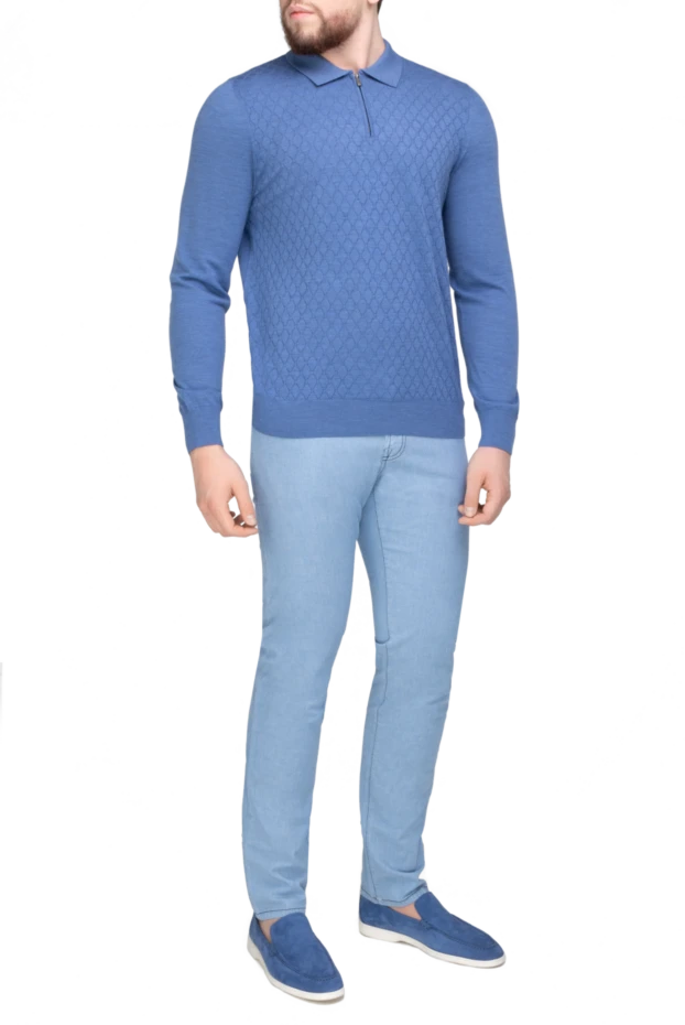 Bilancioni man blue wool long sleeve polo for men купить с ценами и фото 139147 - photo 2