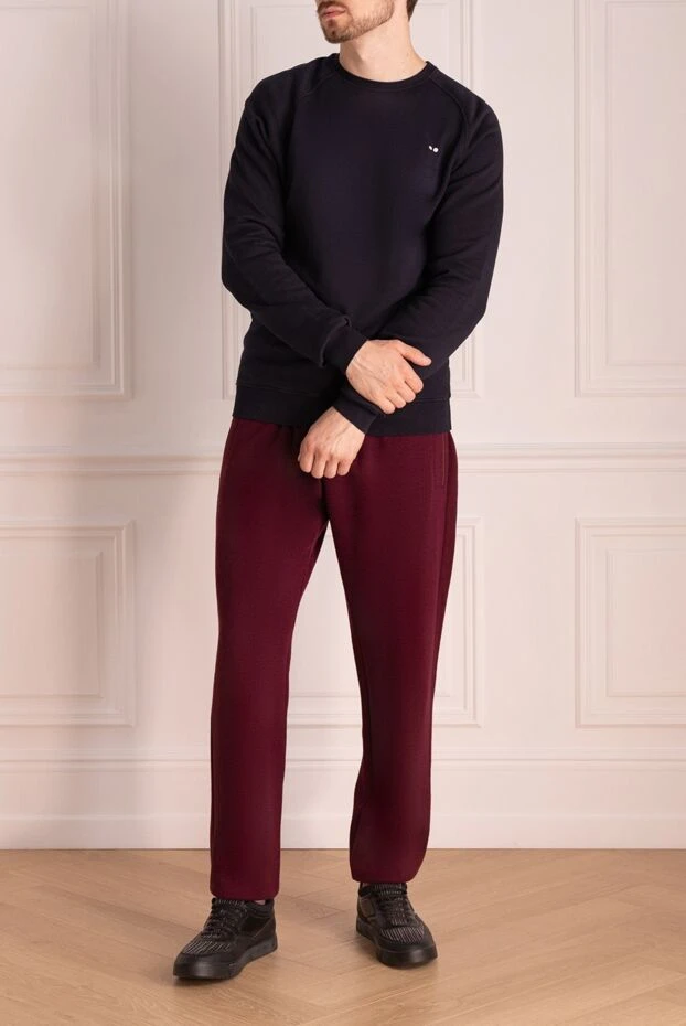 Bilancioni man men's sports trousers made of wool, cotton and polyamide, burgundy купить с ценами и фото 139149 - photo 2