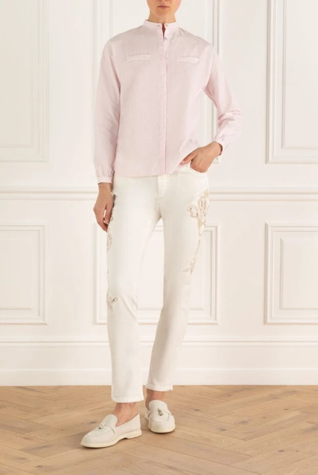 Ermanno Scervino кесте тігілген әйелдер ақ джинсы 139162 - фото 2