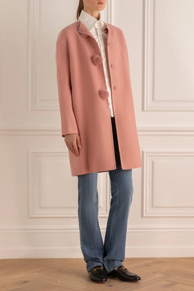 Ermanno Scervino woman women's pink wool coat купить с ценами и фото 139175 - photo 2