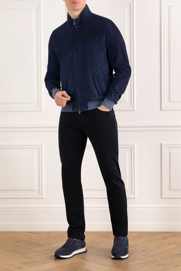 Мужская куртка из натуральной замши с эластичной отделкой по низу - фото 2