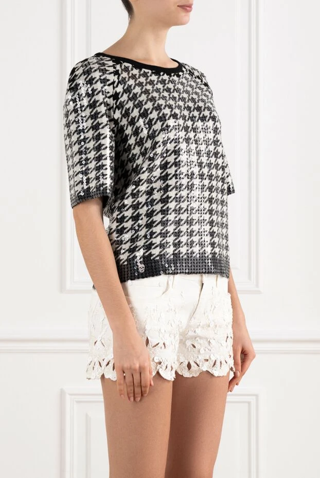 Philipp Plein houndstooth үлгісімен жүннен жасалған әйелдер блузкасы 139211 - фото 3