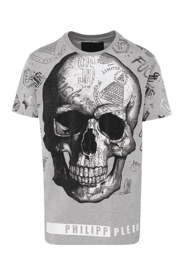 Philipp Plein man gray cotton t-shirt for men купить с ценами и фото 139216 - photo 1