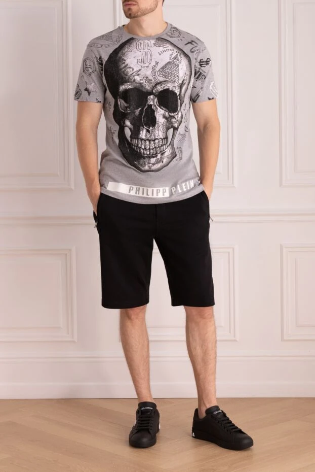 Philipp Plein man gray cotton t-shirt for men купить с ценами и фото 139216 - photo 2