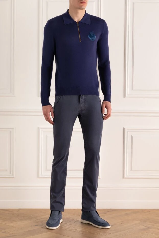 Billionaire man wool long sleeve polo blue for men купить с ценами и фото 139265 - photo 2