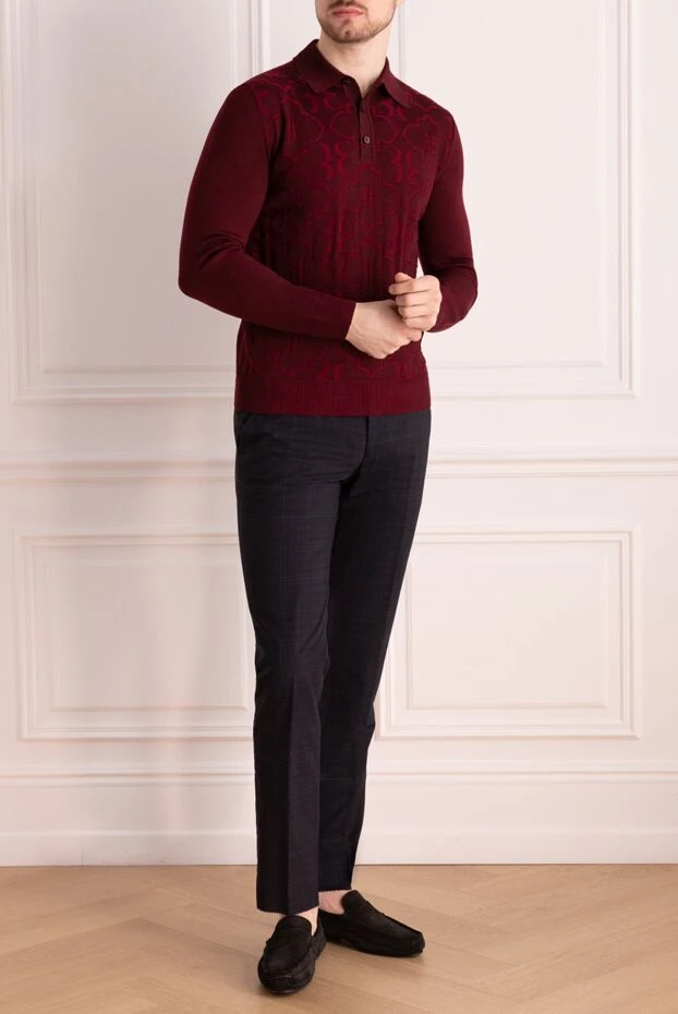 Billionaire man wool long sleeve polo burgundy for men купить с ценами и фото 139278 - photo 2