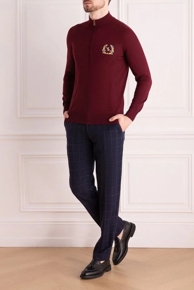 Billionaire man men's cardigan made of wool, silk and cashmere burgundy купить с ценами и фото 139279 - photo 2