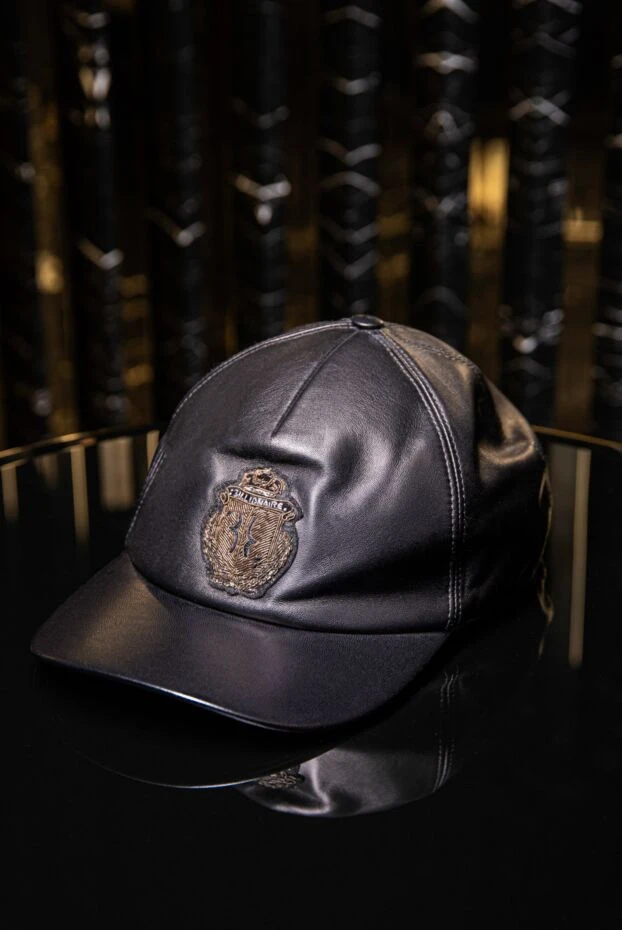 Былғары кепка қара кестелі логотипімен ерлерге арналған - фото 2