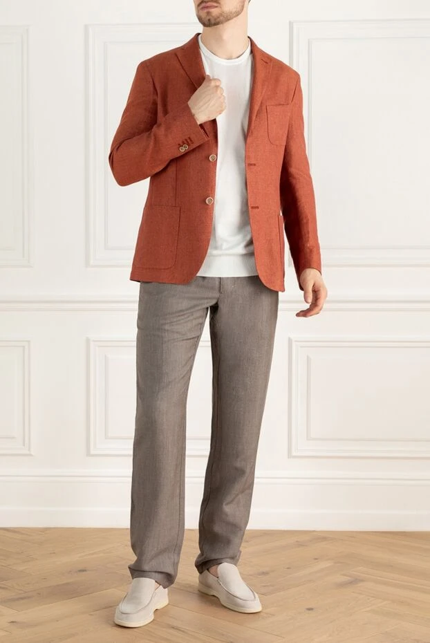 Corneliani man orange canvas and wool jacket for men купить с ценами и фото 139381 - photo 2