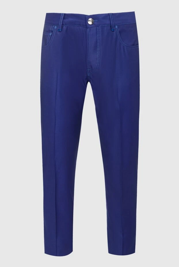 Corneliani man blue wool trousers for men купить с ценами и фото 139453 - photo 1